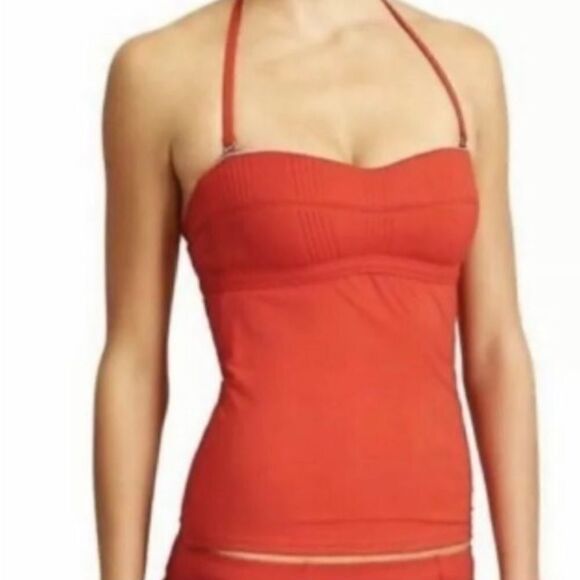 Athleta Other - EXCELLENT CONDITION MEDIUM ATHLETA AUQUALUXE RED PADDED HALTER TANKINI TOP